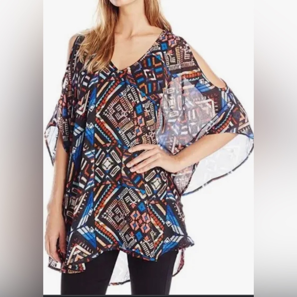 132 Show me Your Mumu Peta Boo Tunic Blue & Black Womens size Large